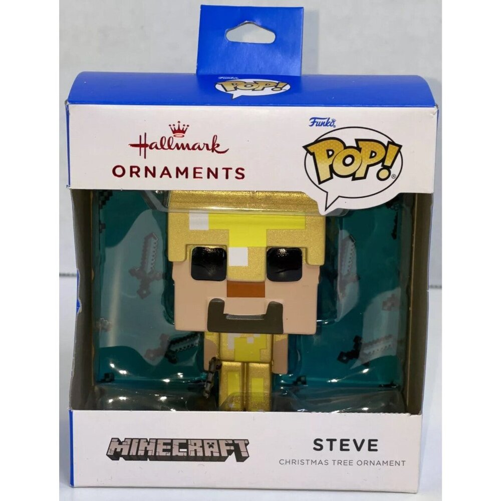 Funko POP! Minecraft ~ Steve Gold Armor ~ Hallmark Christmas Ornament Unopened - Picture 2 of 8